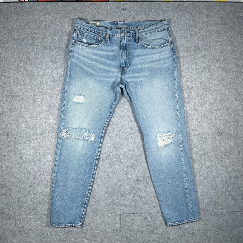 Levi's Denim Jeans‎ Mens 34(33x28) Light Wash Hi-Ball Distressed Tapered big tab